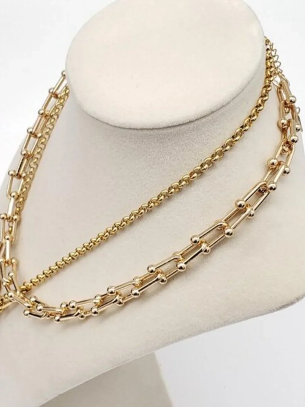 Authentic Louis Vuitton Gold Padlock w/ Unbranded Fashion Stainless Steel Chain
